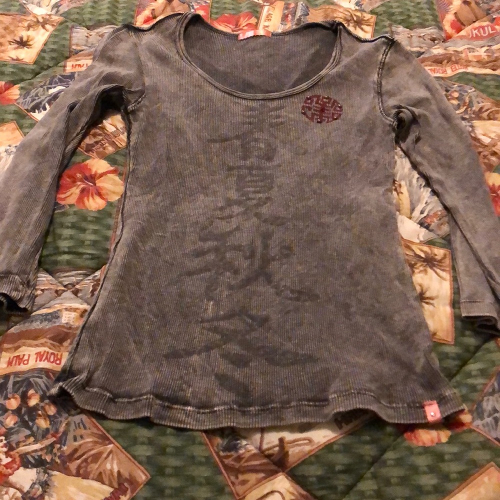 Gray and Red Long-sleeve Shirt